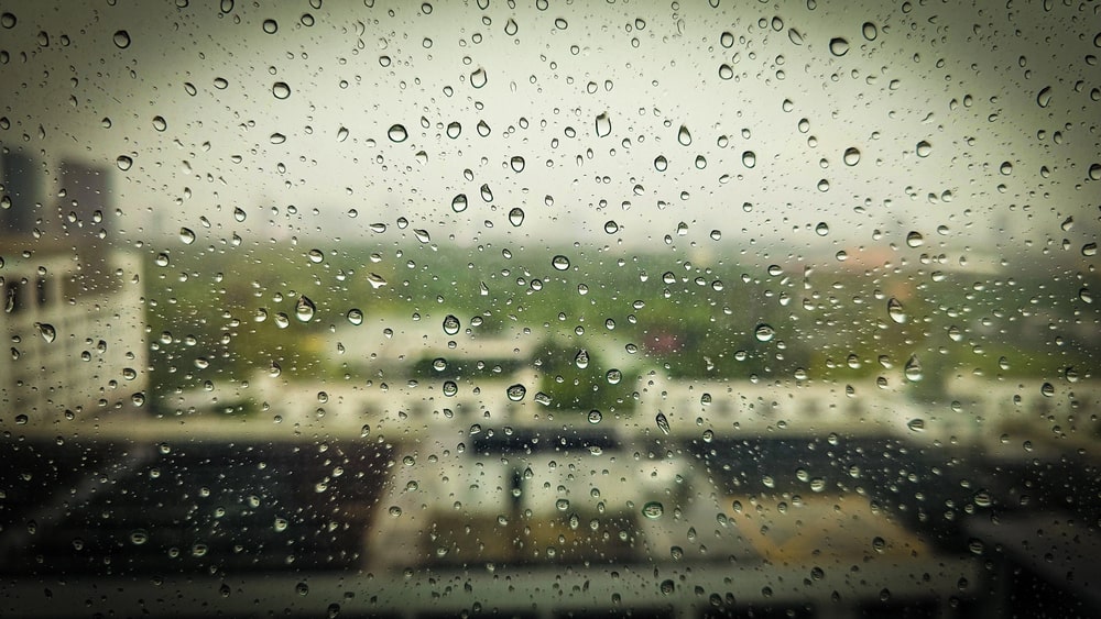 rainy day through a window in canada