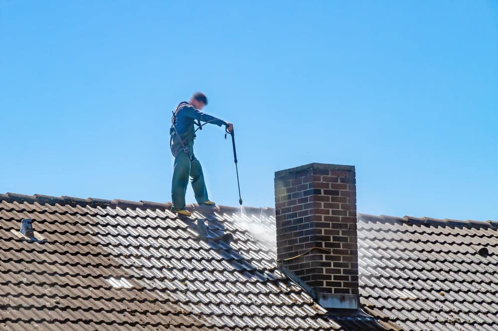 Steam cleaning of a roof in Coquitlam